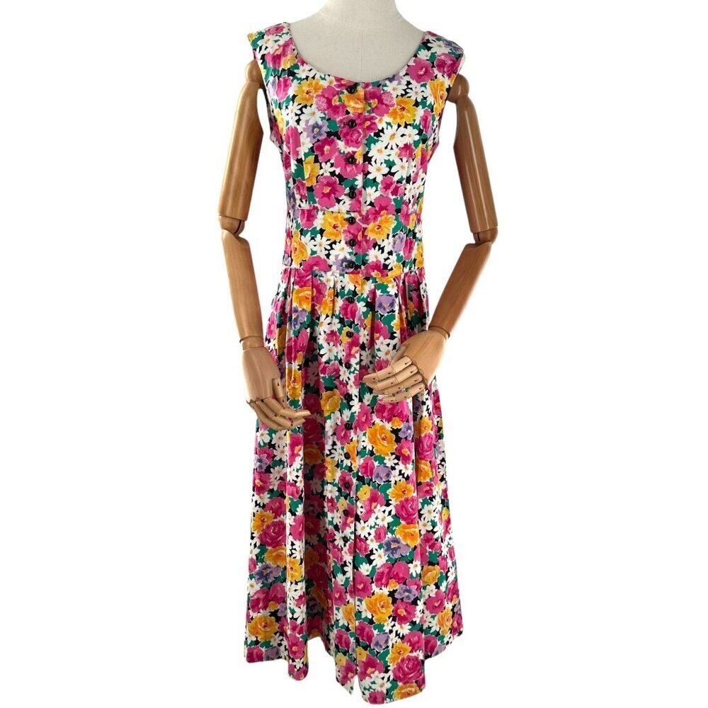 Rockabilly Vintage 80's/90's Lanz Floral Print Cotton Cottagecore Dress Size 6 - Picture 4 of 7